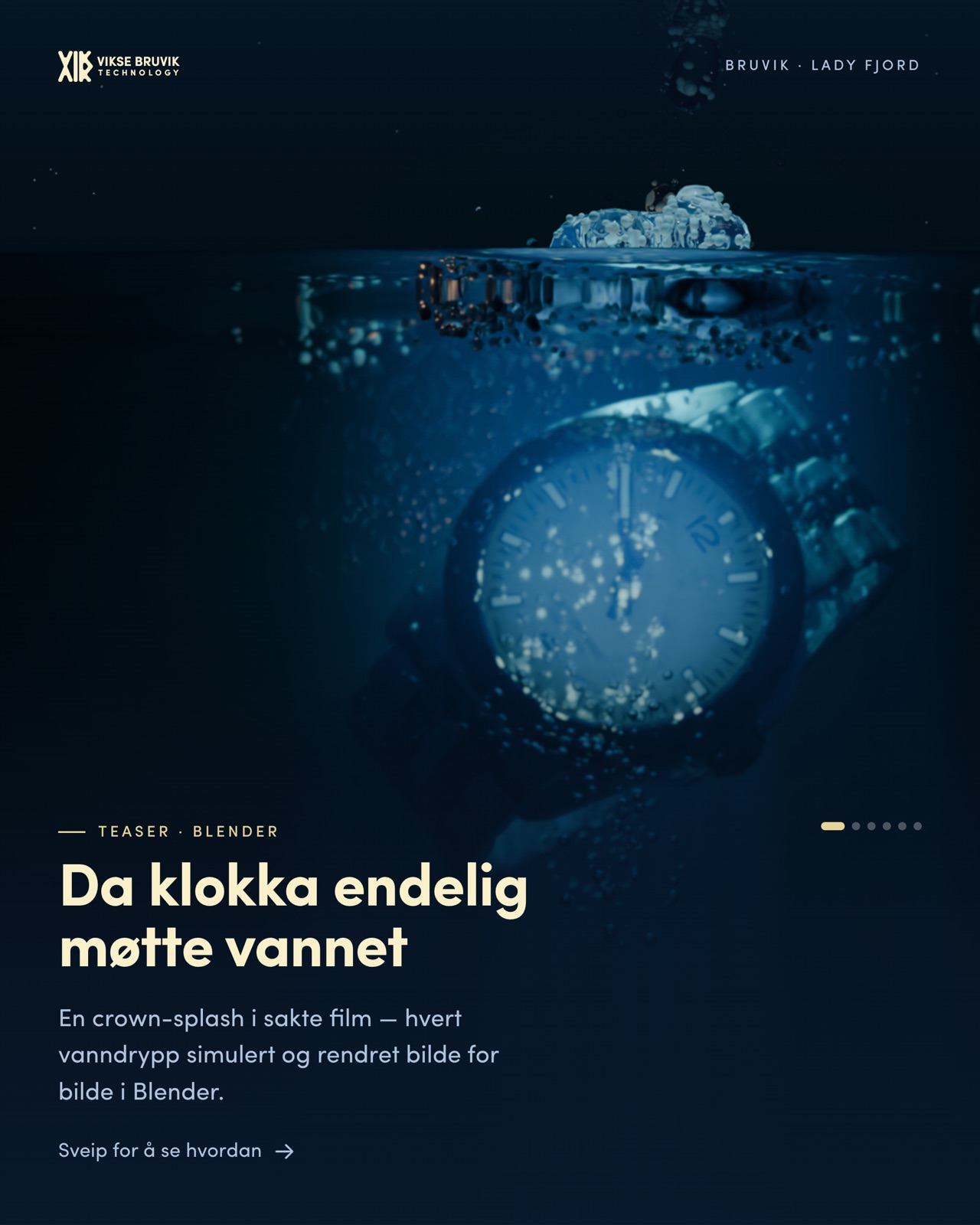 Teaser: klokka treffer vannflaten i sakte film.