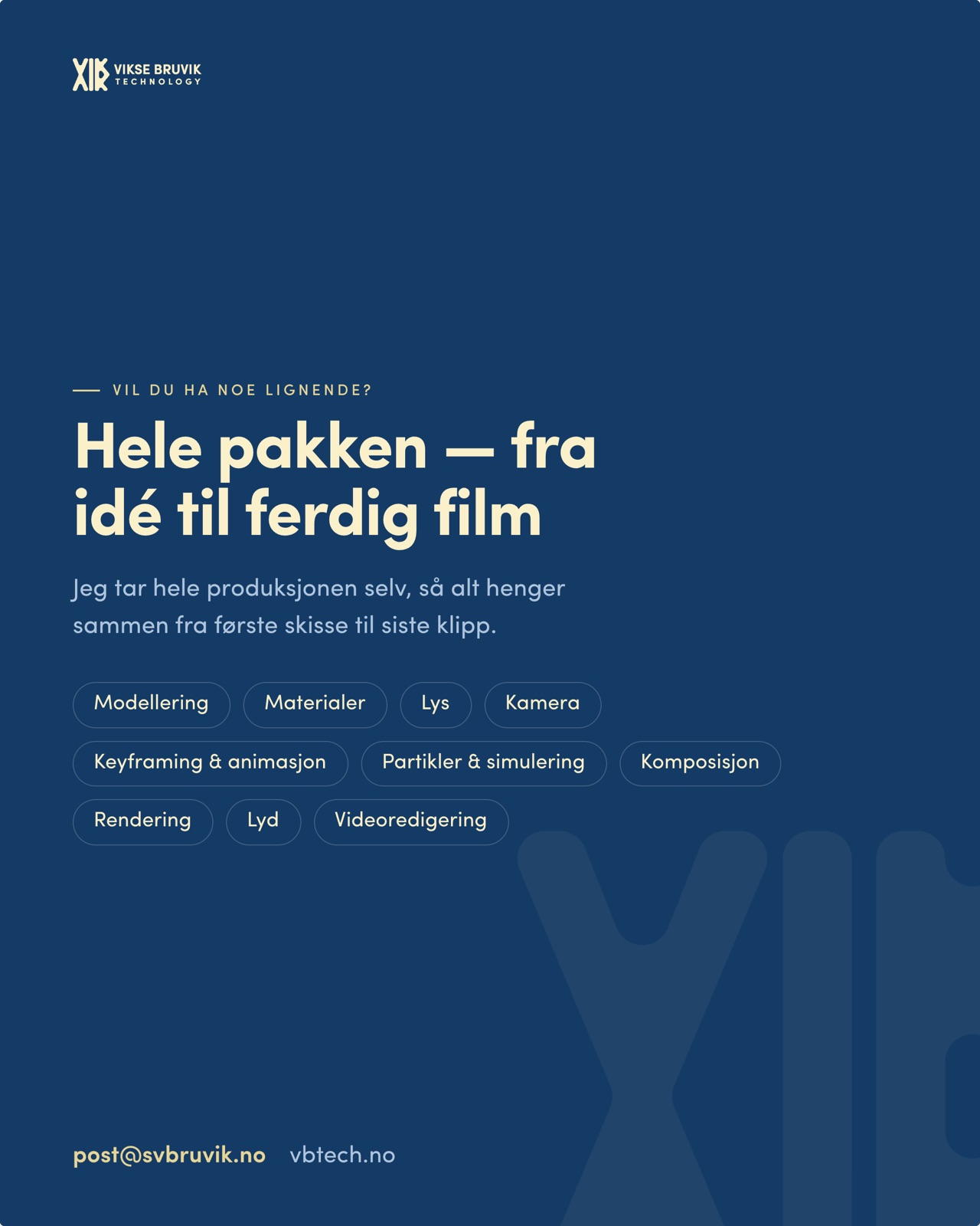 Hele pakken — fra idé til ferdig film.